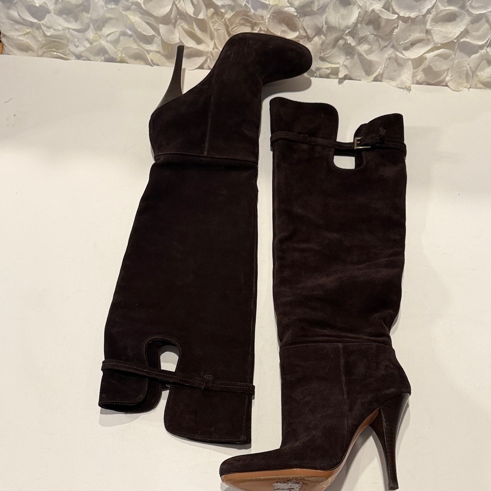 Joan & David Dark Suede Over the Knee Boots